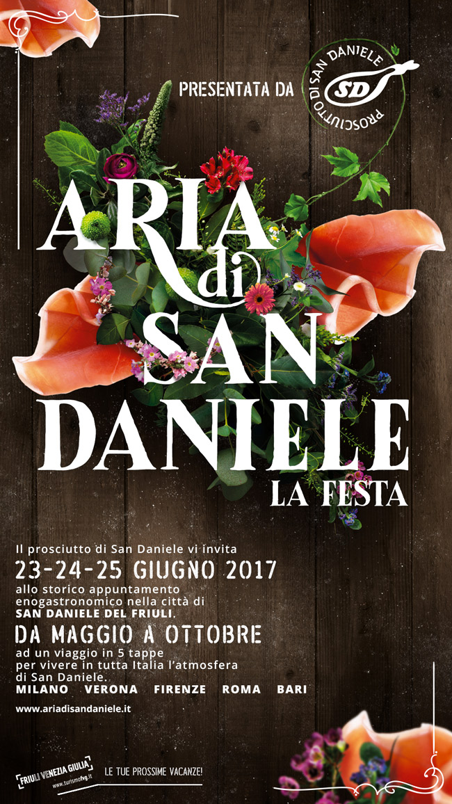 Locandina aria di festa Prosciutto San Daniele per Milano